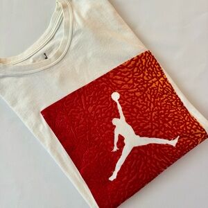 Vintage Michael Jordan White T-Shirt with Red textured “Jumpman”Graphic